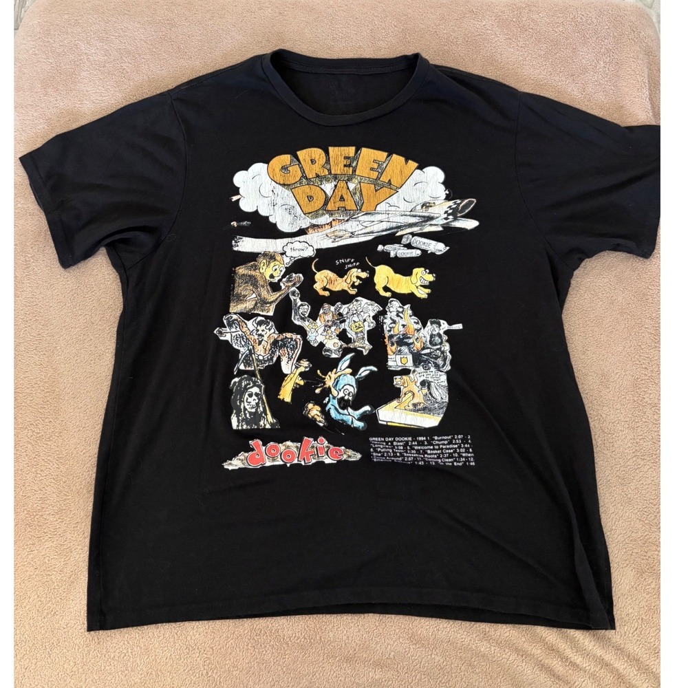 Green Day Dookie Album Cover Graphic T-Shirt Mens XL Black Short Sleeve Punk